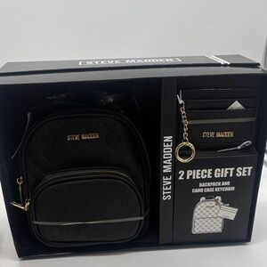 Steve Madden Black Backpack and Card Case Set